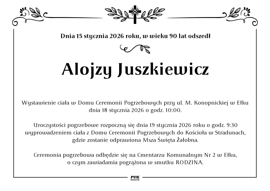 Alojzy Juszkiewicz - nekrolog